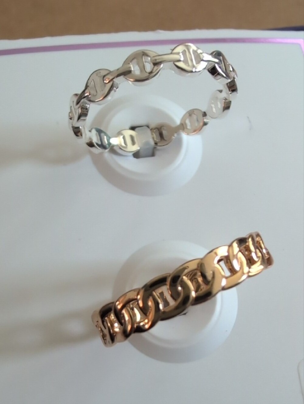 Chain-Link Stackable Ring Set -  Gold and Silver - Picture 6 of 7